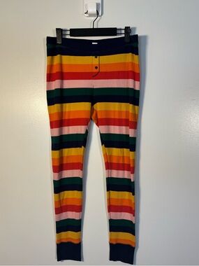 Old Navy Rainbow Stripe Knit Pajama Leggings - Yellow, Red, Pink, Green, Navy
